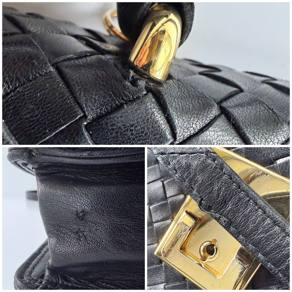 Vintage Florence Leather School / Scuola Del Cuoio Black Woven Leather Briefcase - Picture 16 of 16